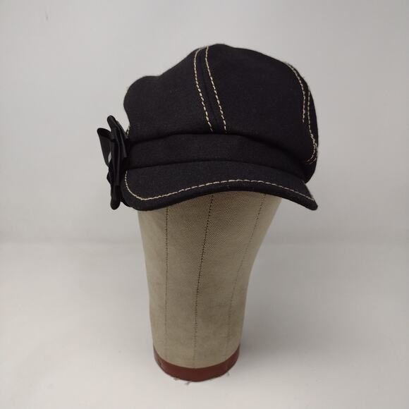 Womens Charming Charlie Newsboy Mushroom Hat OS Black Bow Polyester Logo - Picture 2 of 9